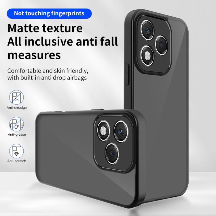 For Honor 400 Lite Global Skin Feel Frosted PC+TPU Shockproof Phone Case - Transparent Black