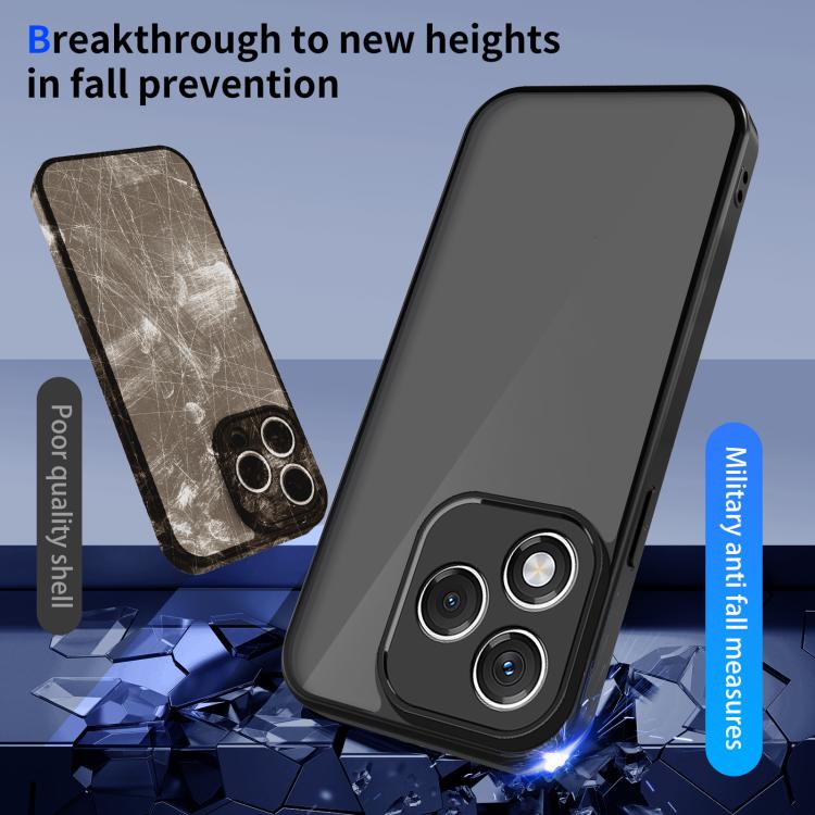 For Honor 400 Lite Global Skin Feel Frosted PC+TPU Shockproof Phone Case - Transparent Black
