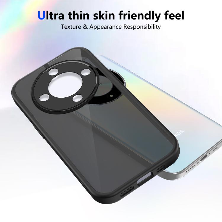 For Honor Magic6 Lite Skin Feel Frosted PC+TPU Shockproof Phone Case - Transparent Black