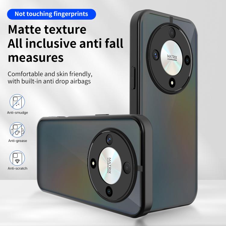 For Honor Magic6 Lite Skin Feel Frosted PC+TPU Shockproof Phone Case - Transparent Black
