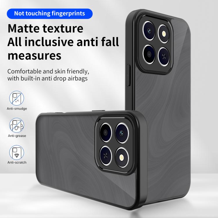 For Honor X6c 4G Skin Feel Frosted PC+TPU Shockproof Phone Case - Transparent Black