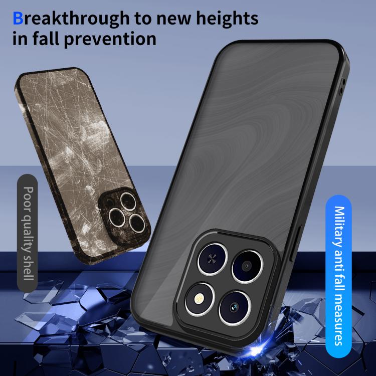 For Honor X6c 4G Skin Feel Frosted PC+TPU Shockproof Phone Case - Transparent Black