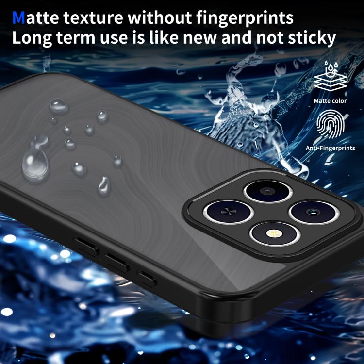 For Honor X6c 4G Skin Feel Frosted PC+TPU Shockproof Phone Case - Transparent Black