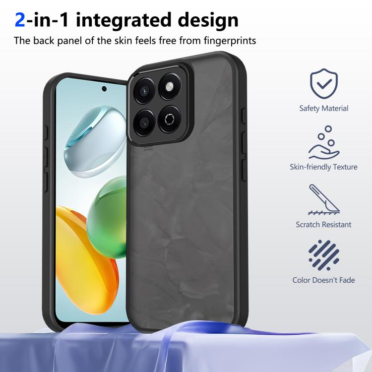 For Honor X7c 4G Skin Feel Frosted PC+TPU Shockproof Phone Case - Transparent Black