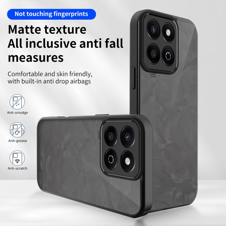 For Honor X7c 4G Skin Feel Frosted PC+TPU Shockproof Phone Case - Transparent Black