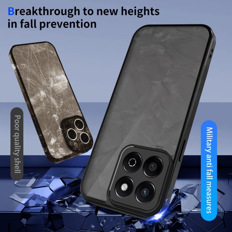 For Honor X7c 4G Skin Feel Frosted PC+TPU Shockproof Phone Case - Transparent Black