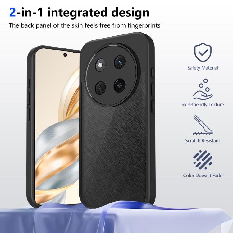 For Honor X9c Skin Feel Frosted PC+TPU Shockproof Phone Case - Transparent Black