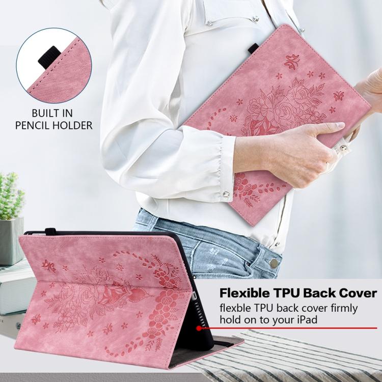 For OPPO Pad SE 11 inch Butterfly Rose Embossed Leather Tablet Case