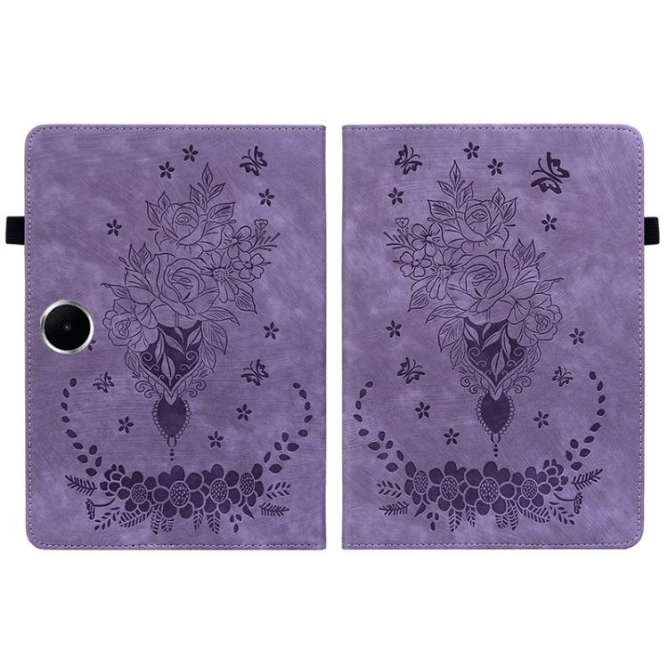 For OPPO Pad SE 11 inch Butterfly Rose Embossed Leather Tablet Case