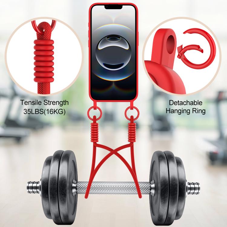 For iPhone 17e / 16e Integrated Card Bag Solid Color Liquid Silicone Phone Case Gen2 with Short Lanyard