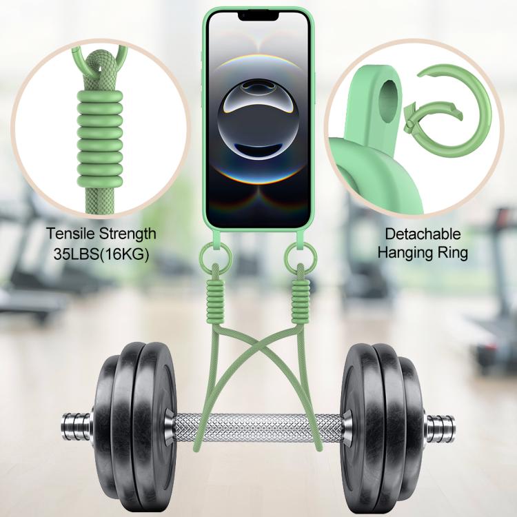 For iPhone 17e / 16e Integrated Card Bag Solid Color Liquid Silicone Phone Case Gen2 with Short Lanyard