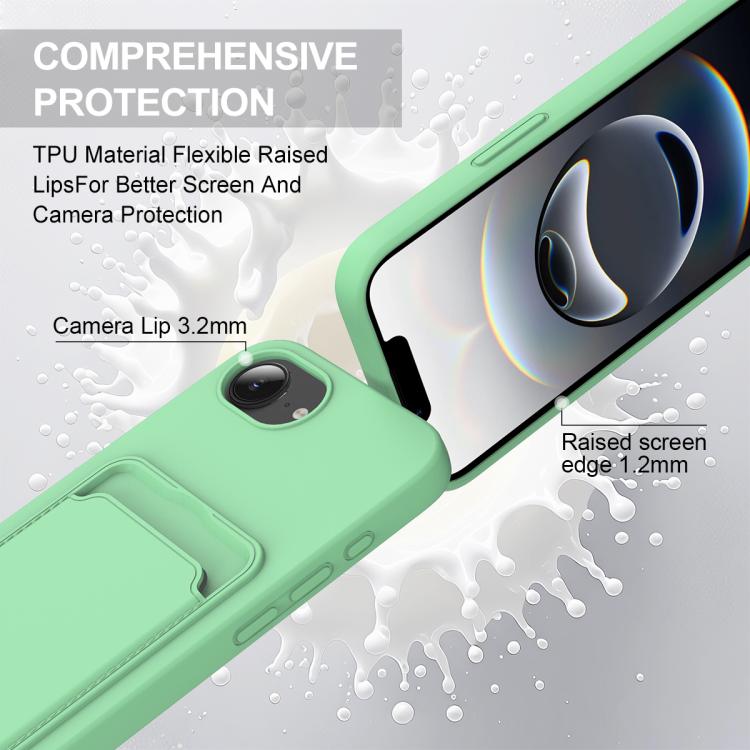 For iPhone 17e / 16e Integrated Card Bag Solid Color Liquid Silicone Phone Case Gen2 with Short Lanyard