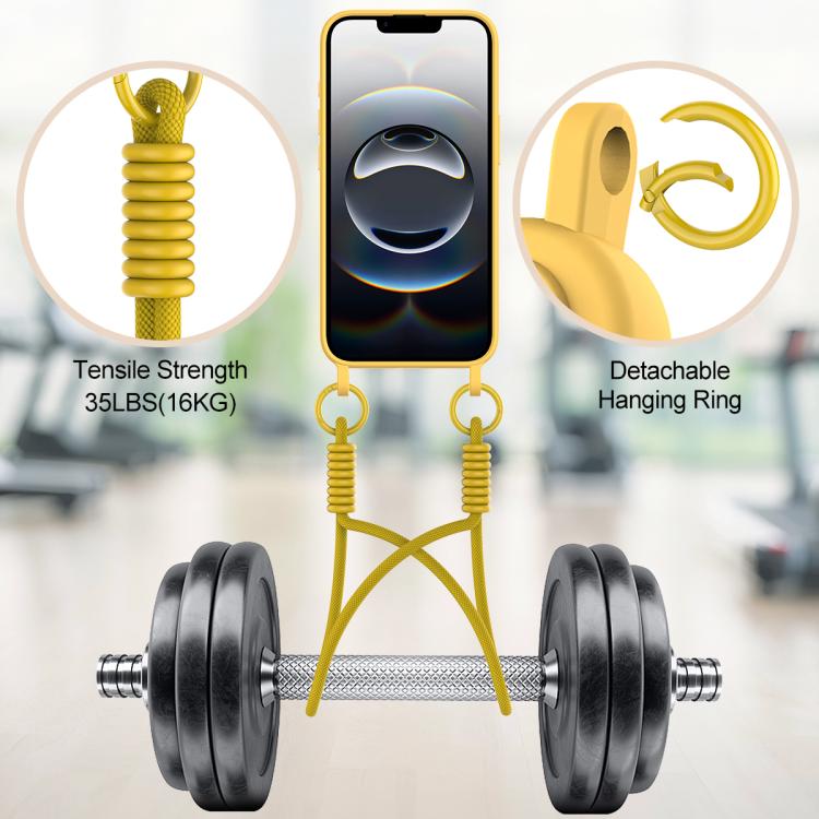 For iPhone 17e / 16e Integrated Card Bag Solid Color Liquid Silicone Phone Case Gen2 with Short Lanyard