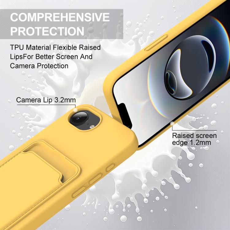For iPhone 17e / 16e Integrated Card Bag Solid Color Liquid Silicone Phone Case Gen2 with Short Lanyard