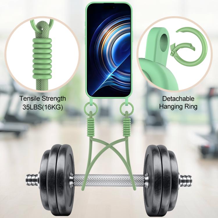 For iPhone Air Integrated Card Bag Solid Color Liquid Silicone Phone Case Gen2 with Short Lanyard