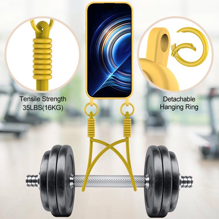 For iPhone Air Integrated Card Bag Solid Color Liquid Silicone Phone Case Gen2 with Short Lanyard