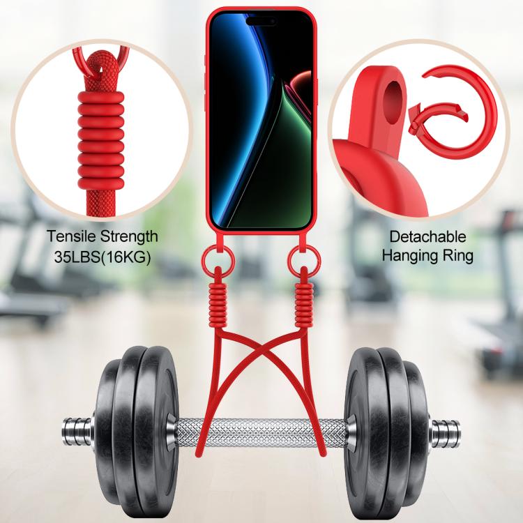 For iPhone 17 Integrated Card Bag Solid Color Liquid Silicone Phone Case Gen2 with Short Lanyard