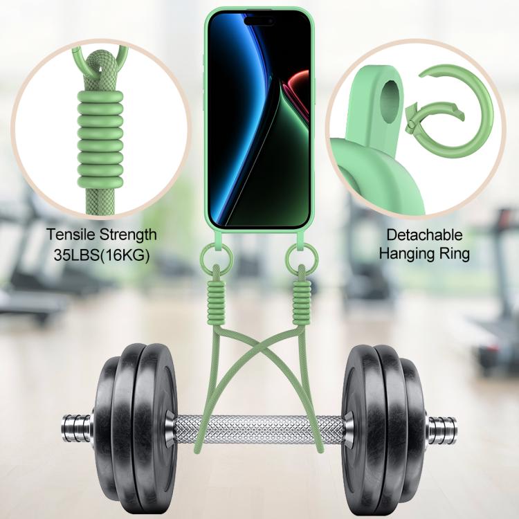 For iPhone 17 Integrated Card Bag Solid Color Liquid Silicone Phone Case Gen2 with Short Lanyard
