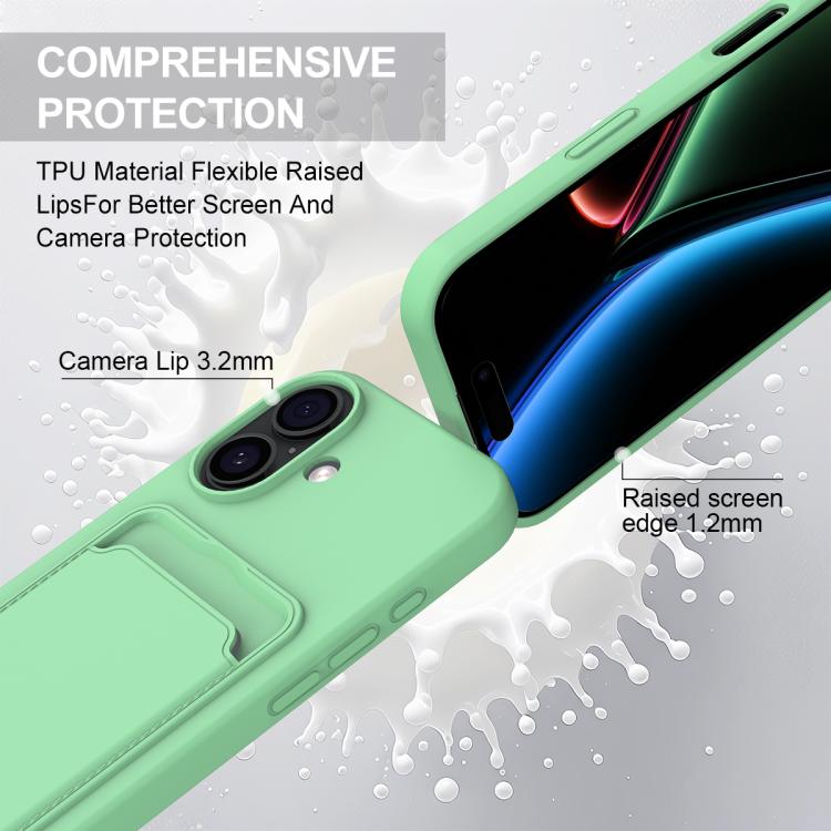 For iPhone 17 Integrated Card Bag Solid Color Liquid Silicone Phone Case Gen2 with Short Lanyard