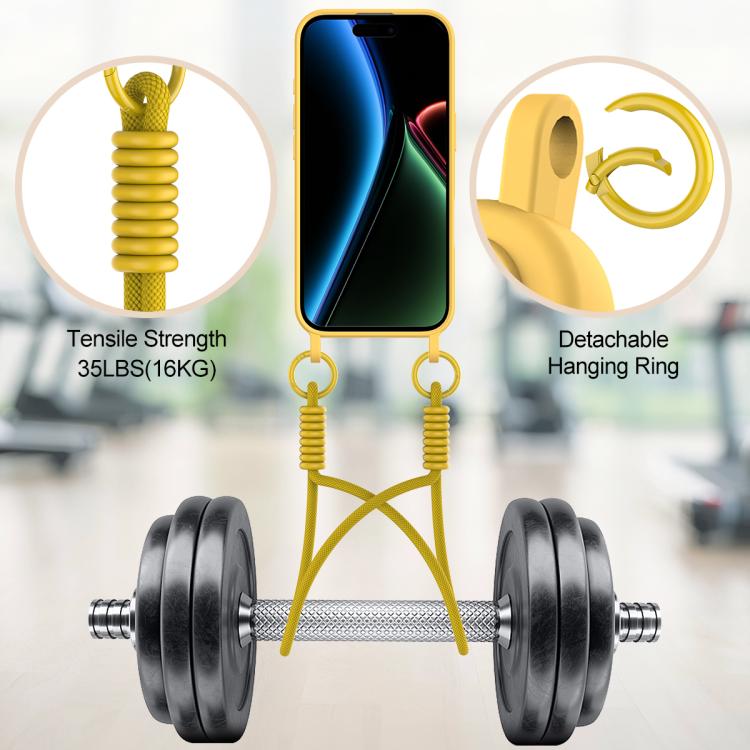 For iPhone 17 Integrated Card Bag Solid Color Liquid Silicone Phone Case Gen2 with Short Lanyard