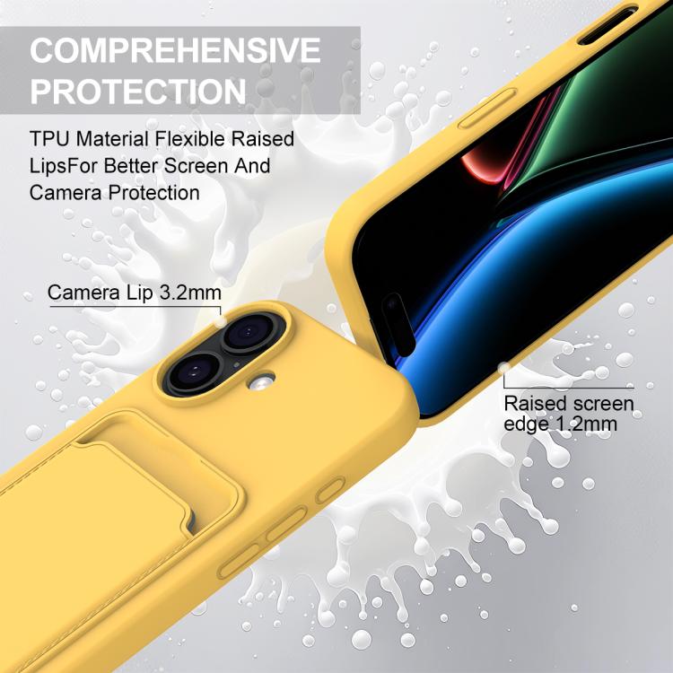 For iPhone 17 Integrated Card Bag Solid Color Liquid Silicone Phone Case Gen2 with Short Lanyard