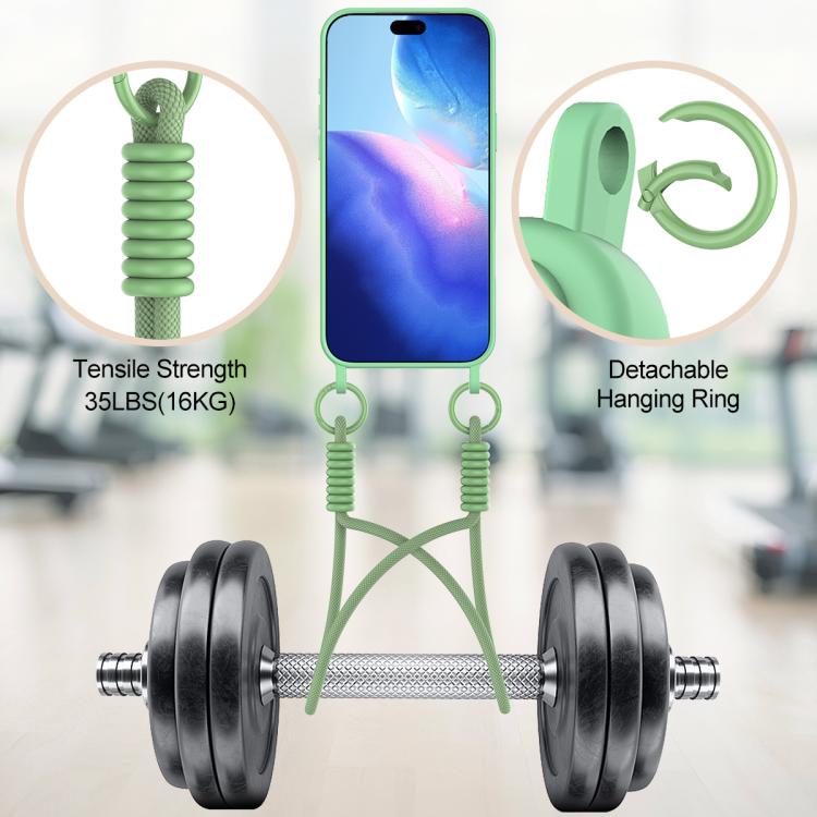 For iPhone 17 Pro Integrated Card Bag Solid Color Liquid Silicone Phone Case Gen2 with Short Lanyard