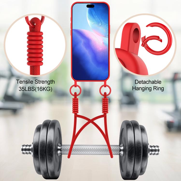For iPhone 17 Pro Max Integrated Card Bag Solid Color Liquid Silicone Phone Case Gen2 with Short Lanyard