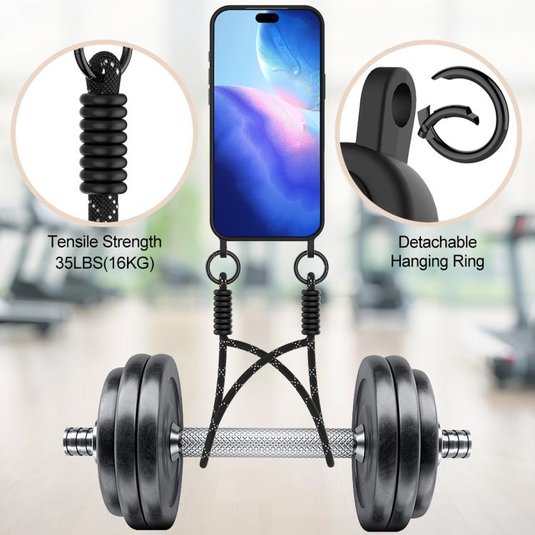 For iPhone 17 Pro Max Integrated Card Bag Solid Color Liquid Silicone Phone Case Gen2 with Short Lanyard
