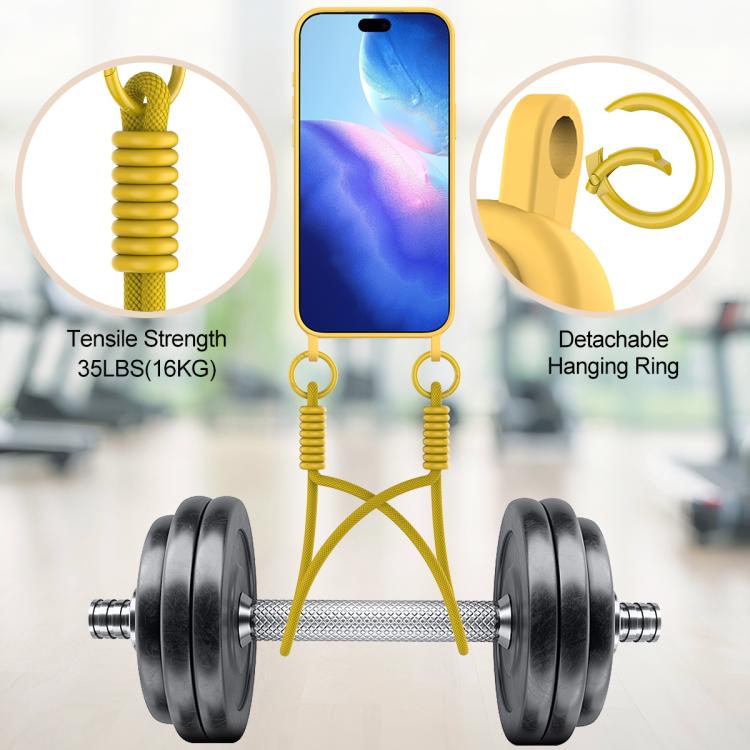 For iPhone 17 Pro Max Integrated Card Bag Solid Color Liquid Silicone Phone Case Gen2 with Short Lanyard