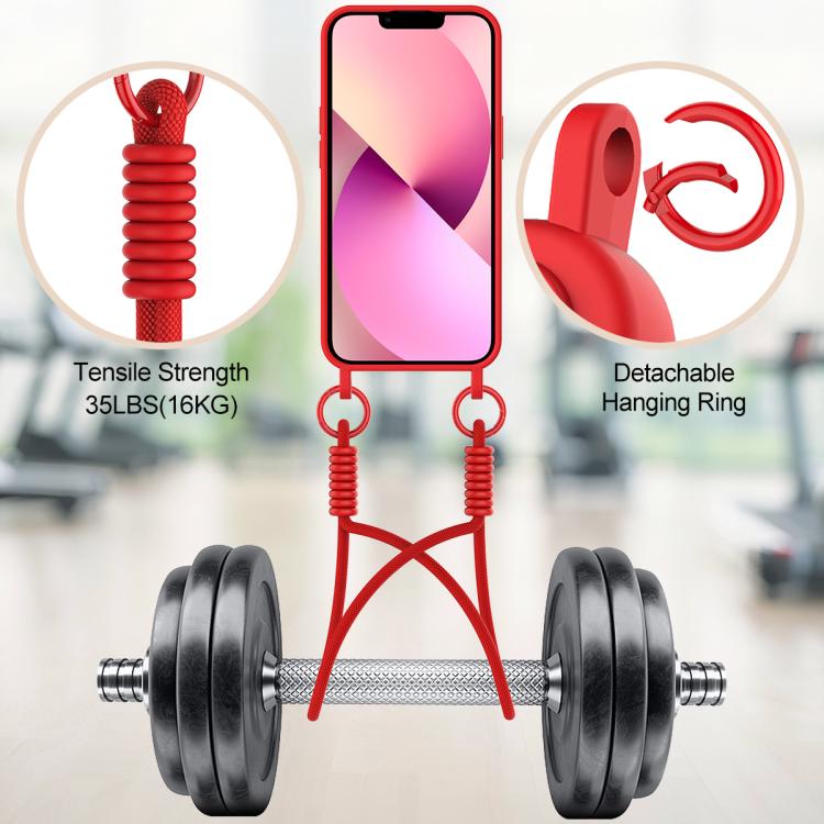 For iPhone 15 Integrated Card Bag Solid Color Liquid Silicone Phone Case Gen2 with Short Lanyard