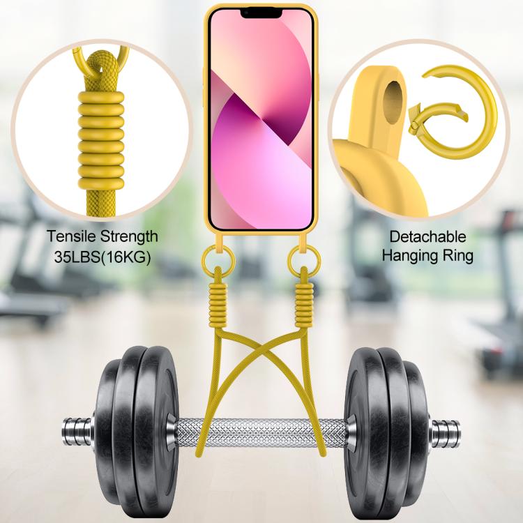 For iPhone 15 Integrated Card Bag Solid Color Liquid Silicone Phone Case Gen2 with Short Lanyard