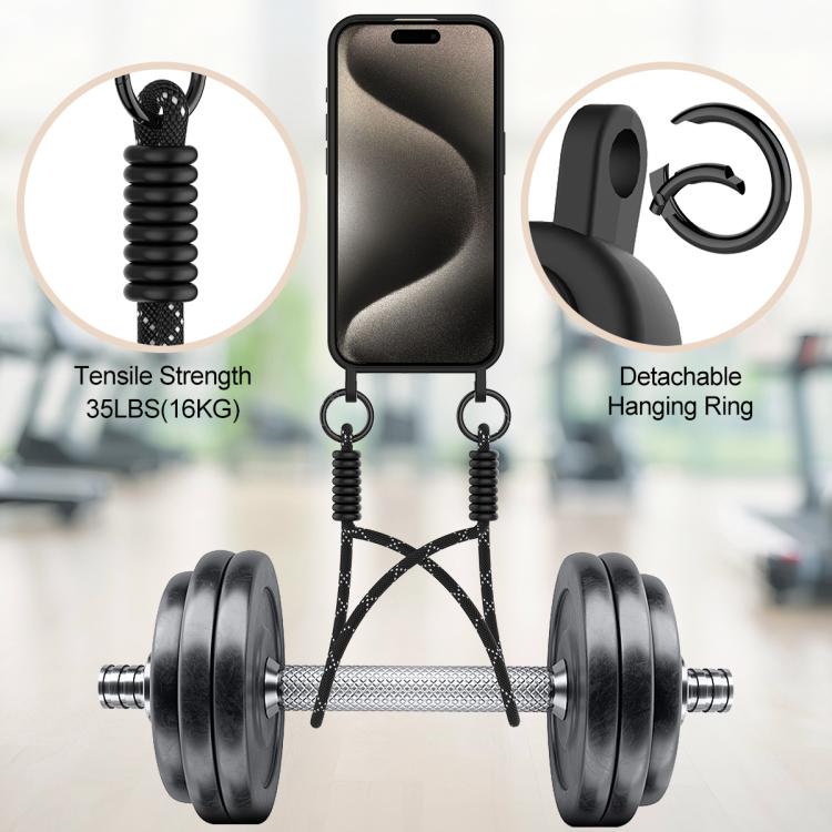 For iPhone 12 / 12 Pro Integrated Card Bag Solid Color Liquid Silicone Phone Case Gen2 with Short Lanyard