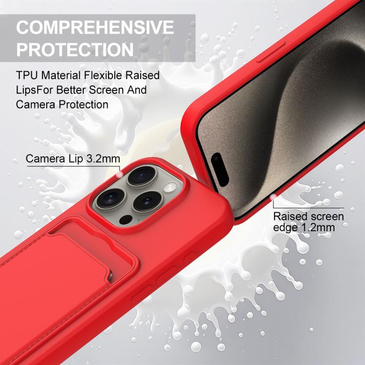 For iPhone 12 Pro Max Integrated Card Bag Solid Color Liquid Silicone Phone Case Gen2 with Short Lanyard