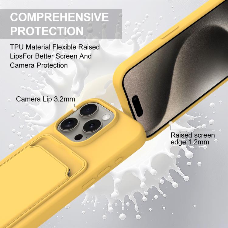 For iPhone 12 Pro Max Integrated Card Bag Solid Color Liquid Silicone Phone Case Gen2 with Short Lanyard