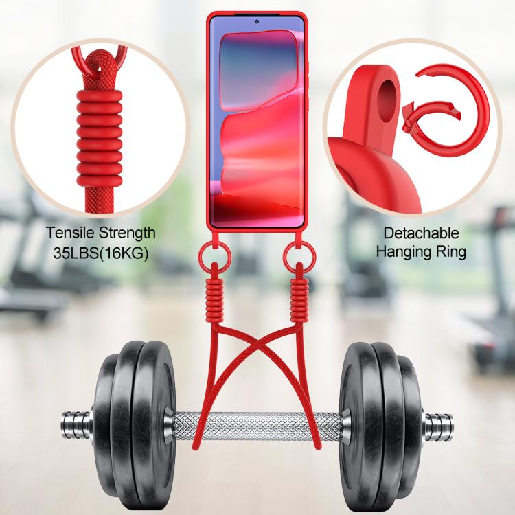 For Motorola Edge 50 Pro Integrated Card Bag Solid Color Liquid Silicone Phone Case Gen2 with Short Lanyard