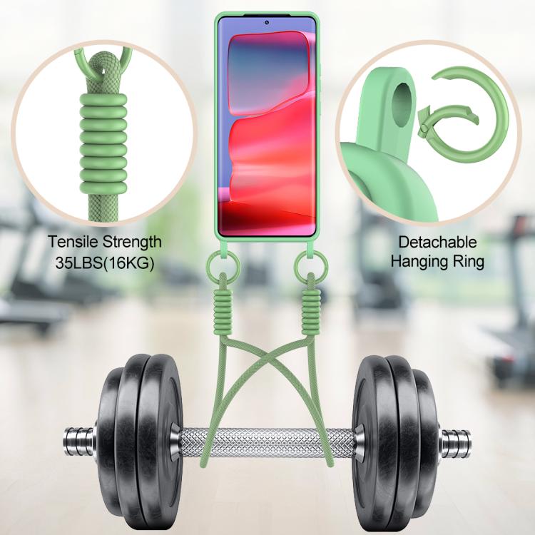 For Motorola Edge 50 Pro Integrated Card Bag Solid Color Liquid Silicone Phone Case Gen2 with Short Lanyard