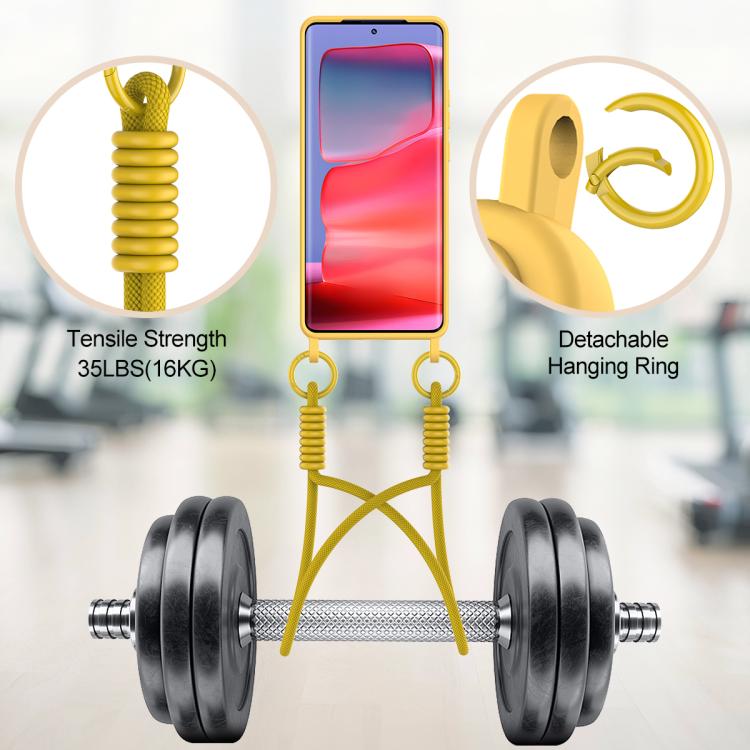 For Motorola Edge 50 Pro Integrated Card Bag Solid Color Liquid Silicone Phone Case Gen2 with Short Lanyard