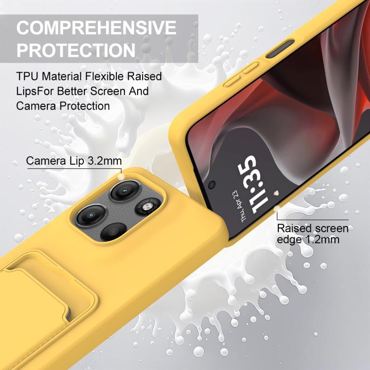 For Motorola Moto G17/G17 Power/G15 Integrated Card Bag Solid Color Liquid Silicone Phone Case Gen2 with Short Lanyard