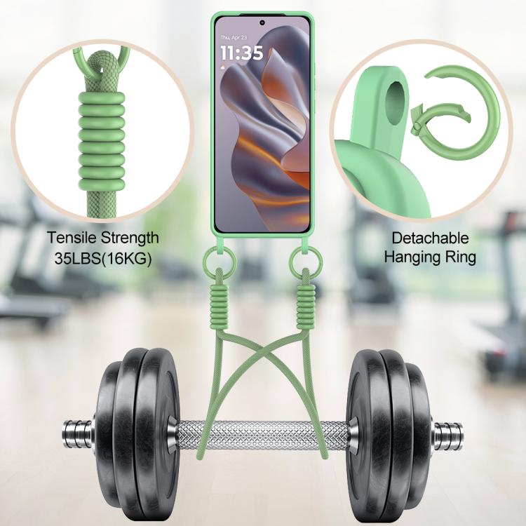 For Motorola Edge 50 Neo / 60 Neo Integrated Card Bag Solid Color Liquid Silicone Phone Case Gen2 with Short Lanyard