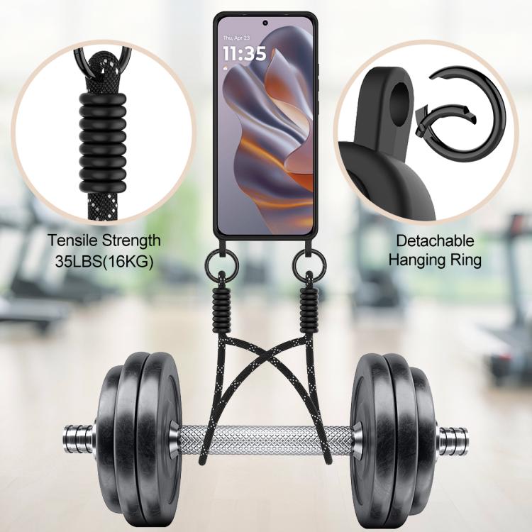 For Motorola Edge 50 Neo / 60 Neo Integrated Card Bag Solid Color Liquid Silicone Phone Case Gen2 with Short Lanyard