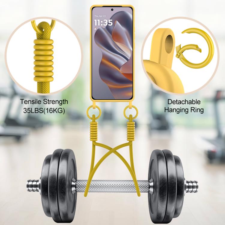 For Motorola Edge 50 Neo / 60 Neo Integrated Card Bag Solid Color Liquid Silicone Phone Case Gen2 with Short Lanyard