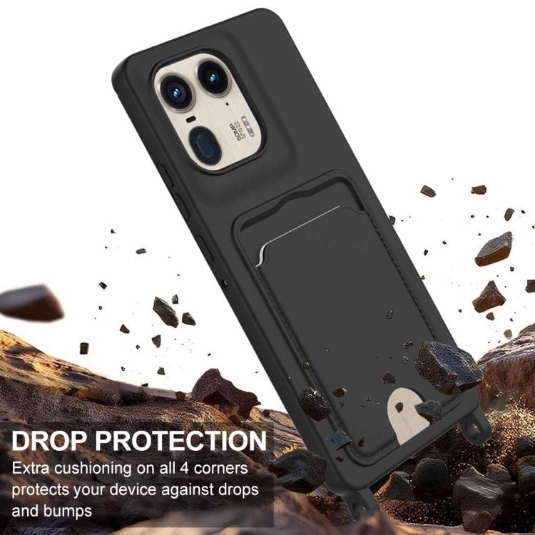 For Motorola Edge 50 Ultra Integrated Card Bag Solid Color Liquid Silicone Phone Case Gen2 with Short Lanyard