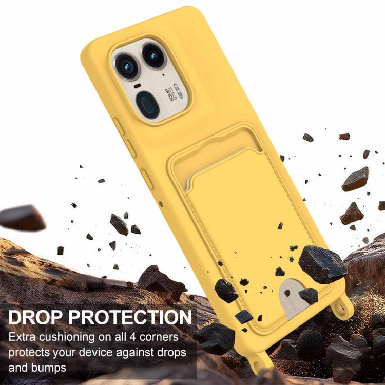For Motorola Edge 50 Ultra Integrated Card Bag Solid Color Liquid Silicone Phone Case Gen2 with Short Lanyard