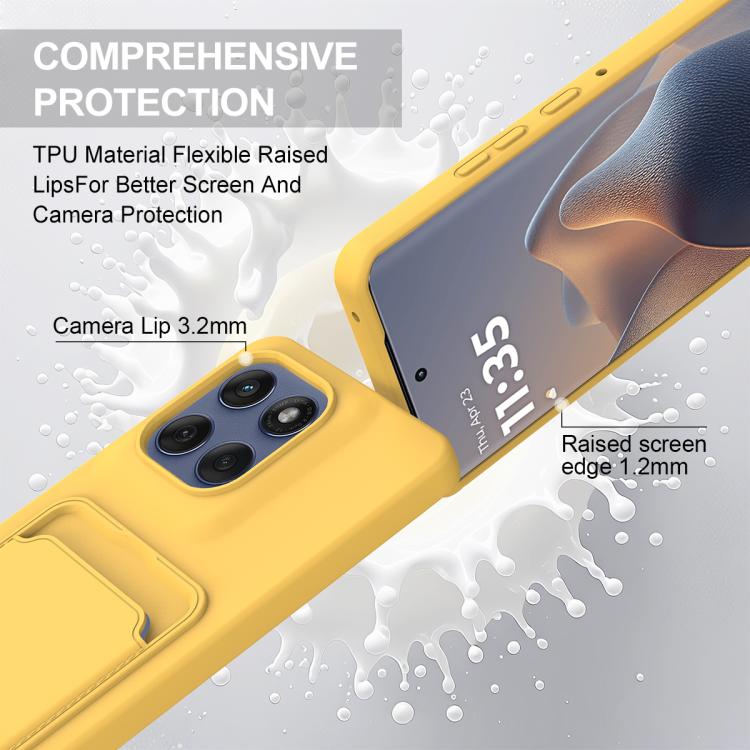 For Motorola Edge 60 / 60 Fusion Integrated Card Bag Solid Color Liquid Silicone Phone Case Gen2 with Short Lanyard