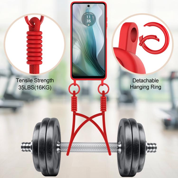 For Motorola Moto G04 / G04s / E14 Integrated Card Bag Solid Color Liquid Silicone Phone Case Gen2 with Short Lanyard