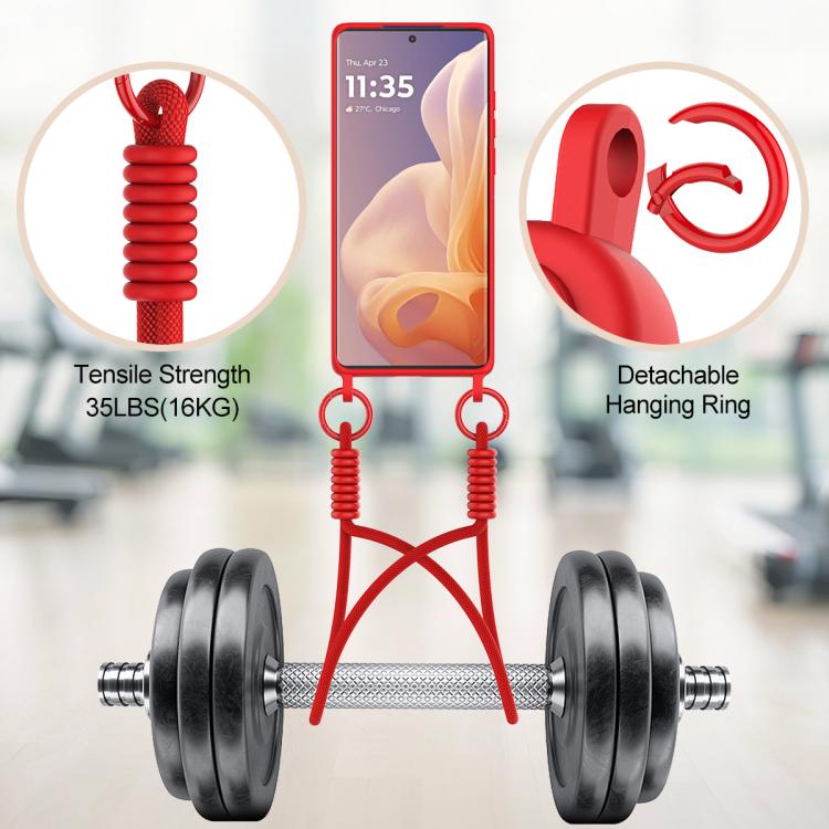 For Motorola Moto G96 / G85 / S50 Neo Integrated Card Bag Solid Color Liquid Silicone Phone Case Gen2 with Short Lanyard