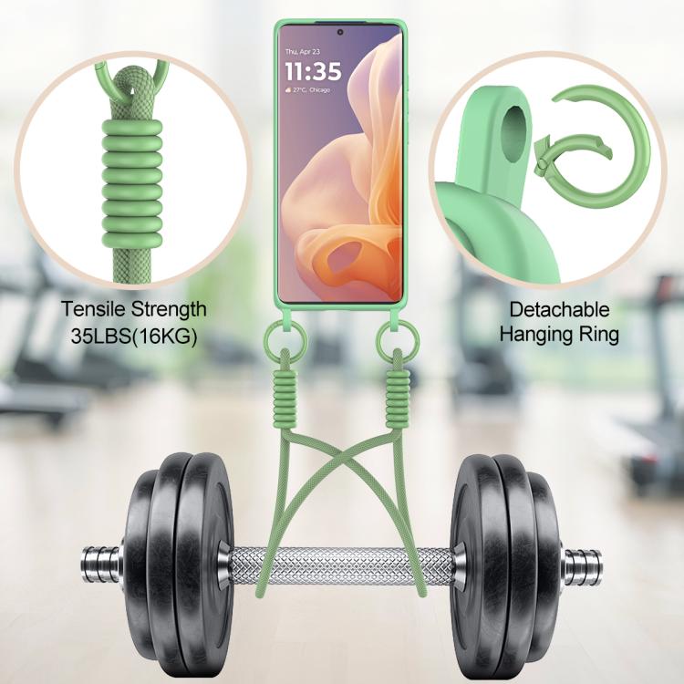 For Motorola Moto G96 / G85 / S50 Neo Integrated Card Bag Solid Color Liquid Silicone Phone Case Gen2 with Short Lanyard