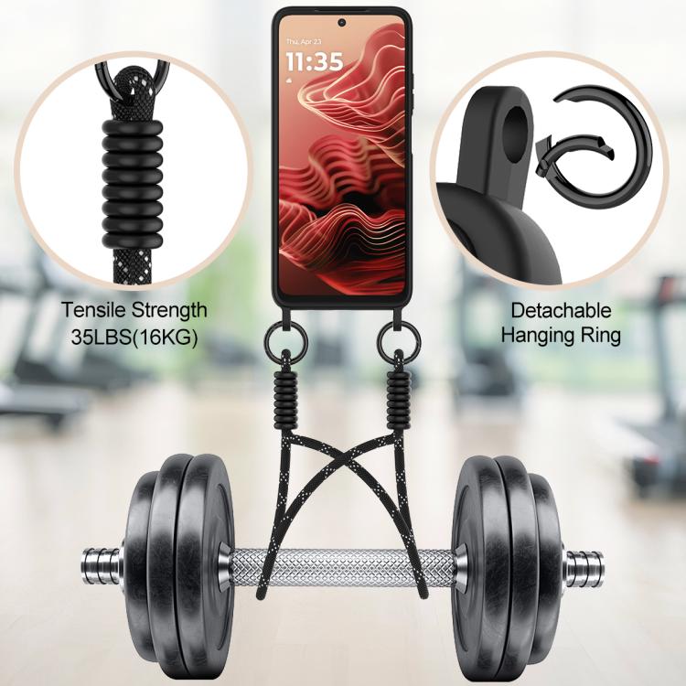 For Motorola Moto G35 5G Integrated Card Bag Solid Color Liquid Silicone Phone Case Gen2 with Short Lanyard
