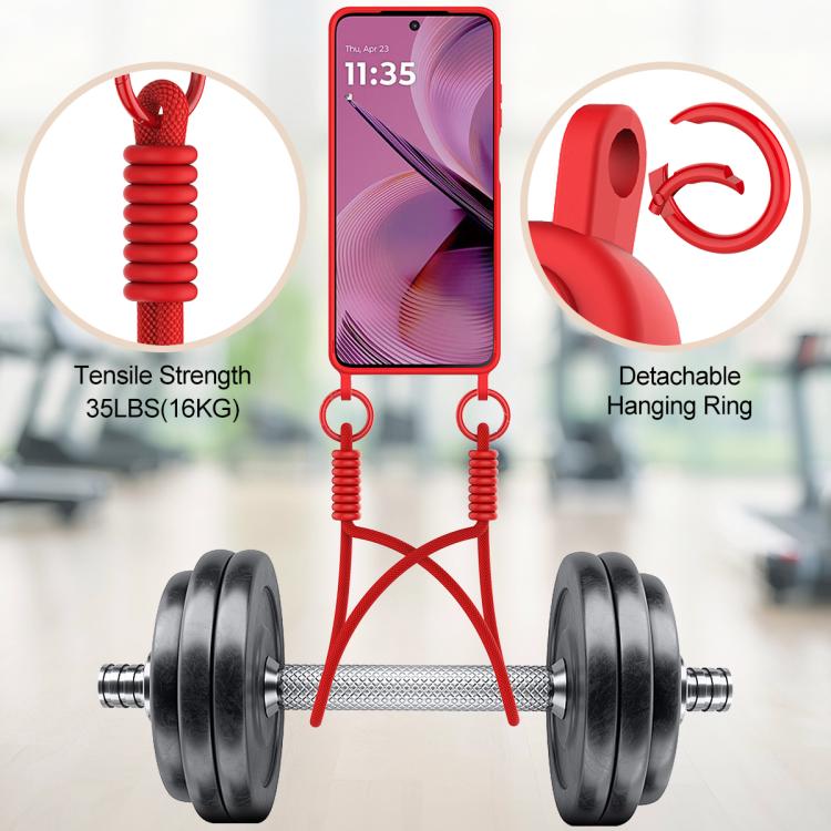 For Motorola Moto G55 5G Integrated Card Bag Solid Color Liquid Silicone Phone Case Gen2 with Short Lanyard