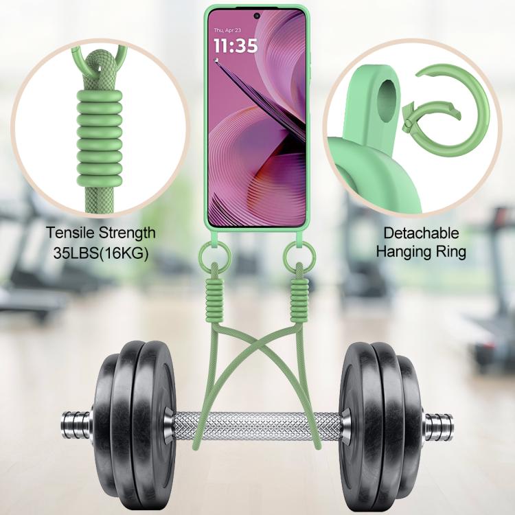 For Motorola Moto G55 5G Integrated Card Bag Solid Color Liquid Silicone Phone Case Gen2 with Short Lanyard